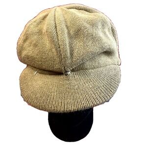 Polo Ralph Lauren Cabbie Flat Cap L/XL Beige Logo Ribbed Knitted Newsboy Hat